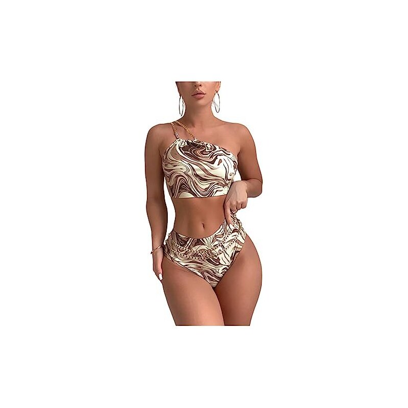 XYDaXin Costume Da Bagno In Bikini Femminile A Una Spalla Decorativa A