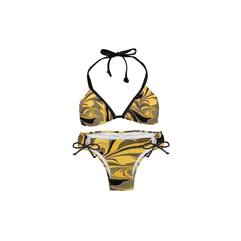 Suojapuku Bikini Da Donna Costume Da Bagno A Due Pezzi Marmo Nero Oro