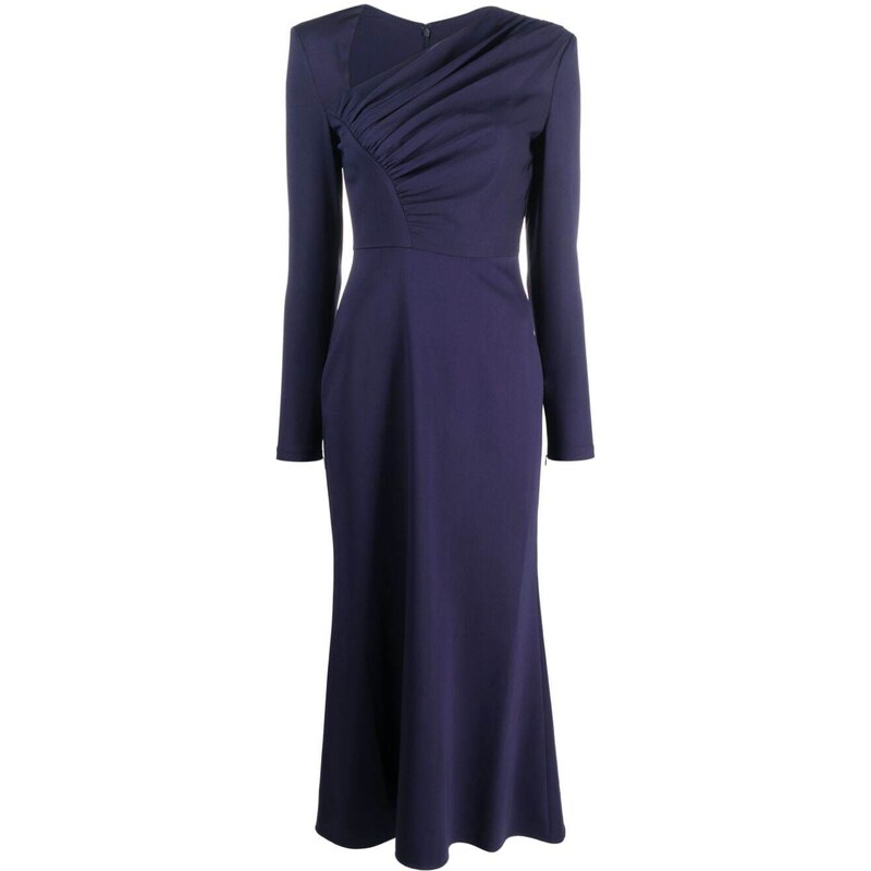 Roland Mouret Abito Midi Asimmetrico A Maniche Lunghe Blu Stileo It