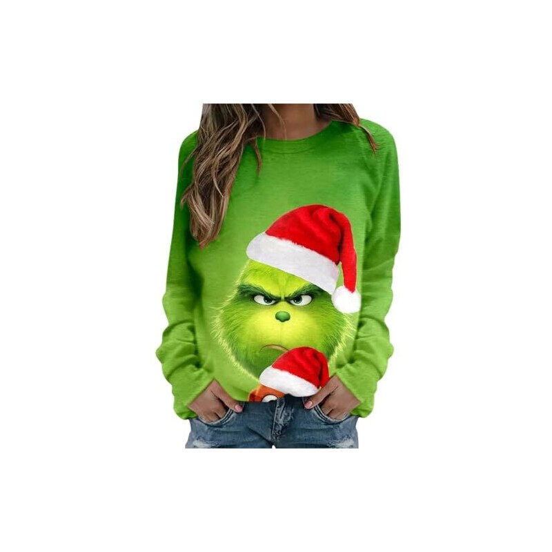 Lseeka Grinch Maglione Natalizio Da Donna Per Adolescenti Casual