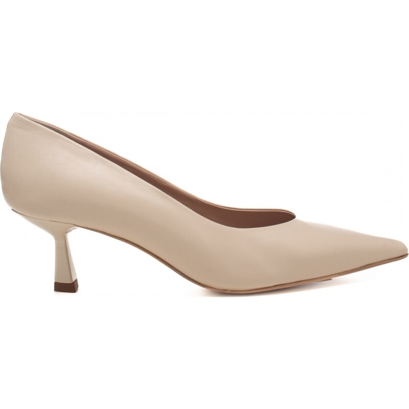 Andrea Pinto D Collet Da Donna Con Tacco Basso E Finitura Liscia Beige Nude Stileo It