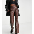 ASYOU - Pantaloni in ecopelle PU effetto coccodrillo color cioccolato-Marrone