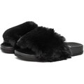 QUEEN HELENA Pantofole con Pelliccia Ciabatte con Pelo Morbide Pelose Donna Nero 39 EU