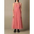 Abito lungo Red Valentino in tulle point d'esprit con cristalli. Donna