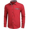 Enlision Camicia Rosso Uomo Elegante Manica Lunga Regular Fit Camicia Matrimonio Casual Camicie Classiche da Cerimonia Business con Tasca XL
