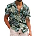 HISDERN Uomo Funky Hawaiana Camicie A Foglia Floreale Manica Corta Tasca Frontale Vacanze Estive Aloha Stampato Spiaggia Casual Blu Navy Rosa Camicia A Fiori Hawaii 121096834