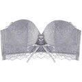 MNRIUOCII -Slip stringhe in pizzo reggiseno senza spalline stringa Bandeau Sexy Biancheria Intima Per Donna, grigio., 2A