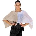 creazioni unique Poncho Coprispalle da Donna Elegante da Cerimonia o Sera - Poncho Donna in Rete di Viscosa Termica con Essenza di Fiore di Ciliegio (Bicolor V Sabbia/Bianco)