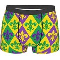 MOBYAT Mardi Gras Lilyes Boxer da uomo boxer morbidi da uomo intimo boxer slip XXL, Mardi Gras Lilyes, XXL