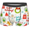 ZORIN Boxer da uomo aderenti hipster boxer morbidi da uomo in legno di abete natalizio con foglie di albero, Nero , S