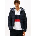 Tommy Hilfiger giubbotto blu navy uomo trapuntato con cappuccio mini logo sul petto