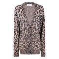 LANEUS Cardigan Beige con Stampa Leopardata