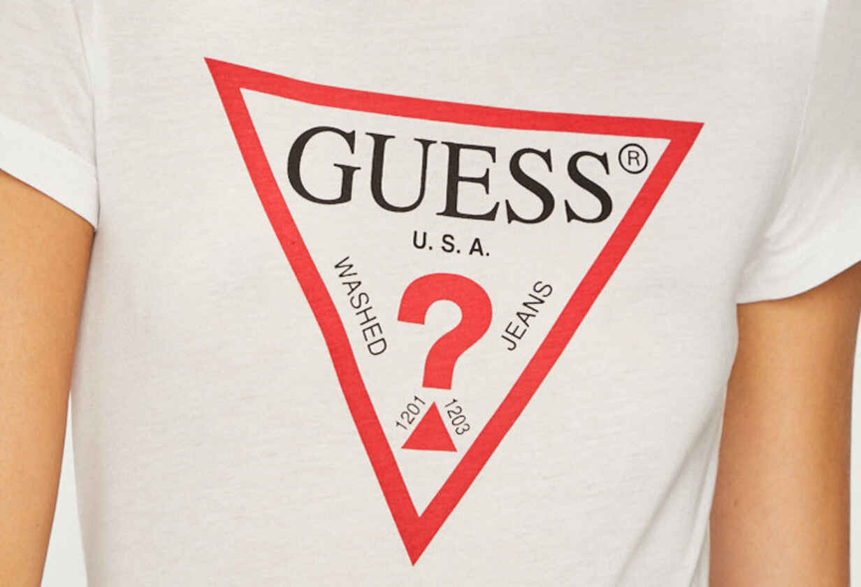 t-shirt bianca con logo Guess