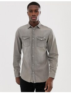 Jack & Jones - Camicia di jeans slim grigio slavato