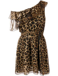 Abito raffinato in satin lucido con fantasia leopardata moderna - Nero Abito raffinato in satin lucido con fantasia leopardata moderna - Nero