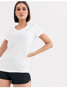 Under Armour - T-shirt tecnica bianca con scollo a V-Bianco