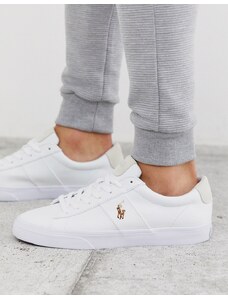 Polo Ralph Lauren - Sayer - Sneakers di tela bianche con logo multi-Bianco
