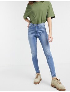 Noisy May - Callie - Jeans skinny a vita alta lavaggio azzurro-Blu
