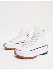 Converse - Run Star Hike Hi - Sneakers alte in tela bianche con plateau-Bianco