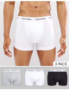 Calvin Klein - Cotton Stretch - Confezione da 3 paia di boxer aderenti neri, bianchi e grigi-Multicolore