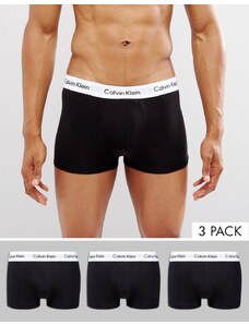 Calvin Klein Cotton Stretch - Confezione da 3 boxer aderenti vita bassa-Nero
