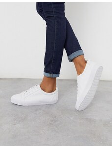 ASOS DESIGN - Dunn - Sneakers stringate bianche-Bianco