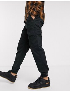 New Look - Pantaloni cargo neri con fondo elasticizzato-Nero