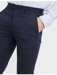 Jack & Jones Premium - Pantaloni da abito super slim elasticizzati blu navy in poliestere