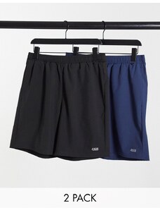 ASOS 4505 - Icon - Confezione da 2 pantaloncini da allenamento da 18 cm quick dry-Nero