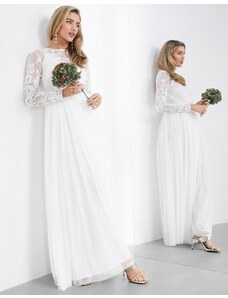 ASOS DESIGN ASOS EDITION - Ayla - Vestito da sposa lungo con corpino ricamato bianco