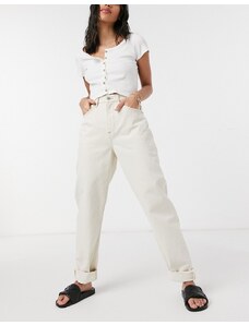 ASOS DESIGN - Mom jeans extra larghi in misto cotone écru a vita alta - CREAM-Bianco