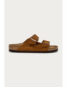 Birkenstock ciabatte slide in camoscio Arizona uomo colore marrone 1009526