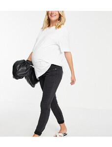ASOS Maternity ASOS DESIGN Maternity - Jeans super skinny nero slavato con fascia sopra il pancione
