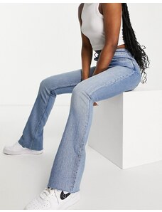 ASOS DESIGN - Jeans stretch a vita alta anni '70 a zampa lavaggio chiaro-Blu