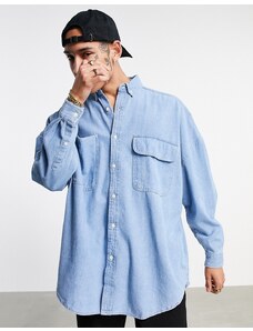 ASOS DESIGN - Camicia oversize in denim con lavaggio blu medio vintage