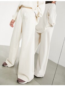ASOS Edition - Pantaloni a vita alta in jersey testurizzato crema-Bianco