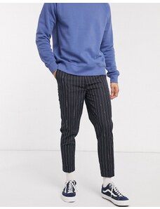 ASOS DESIGN - Pantaloni eleganti affusolati gessati blu navy