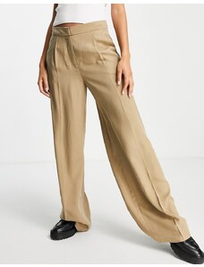 Selected Femme - Pantaloni sartoriali a fondo ampio color cuoio-Marrone