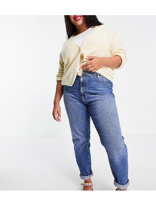 ASOS Curve ASOS DESIGN Curve - Farleigh - Mom jeans slim a vita alta lavaggio medio authentic-Blu