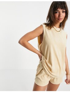 4th & Reckless - T-Shirt in spugna color cammello in coordinato-Marrone