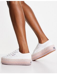 Superga - 2790 Cotrope - Sneakers espadrilles flatform bianche e rosa-Bianco