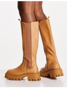 ASOS DESIGN - Chestnut - Stivali alla caviglia color cammello con punta squadrata e suola spessa-Neutro