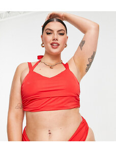 ASOS Curve ASOS DESIGN Curve - Top bikini corto rosso in rete