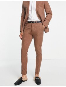 ASOS DESIGN - Pantaloni da abito super skinny, colore marrone gessato