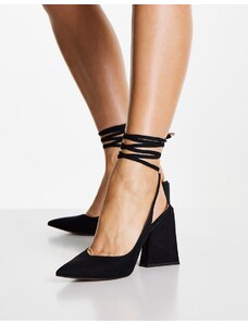 ASOS DESIGN - Project - Scarpe con tacco largo allacciate alla caviglia nere-Nero