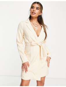 Missguided - Vestito corto blazer avvolgente color crema-Bianco