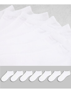 ASOS DESIGN - Confezione risparmio da 7 paia di calzini sportivi bianchi-Bianco