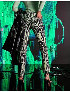 ASOS DESIGN - Jeans dritti a vita medio alta in stile anni '90 verdi con stampa astratta-Multicolore