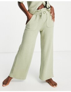 ASOS DESIGN - Pantaloni del pigiama Mix & Match in jersey stropicciato color salvia-Verde