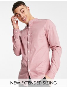 ASOS DESIGN - Camicia skinny rosa con collo serafino